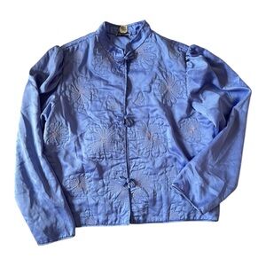 Vintage Natori Mandarin Tang Chinese Silk Puff Sleeve Quilted Jacket